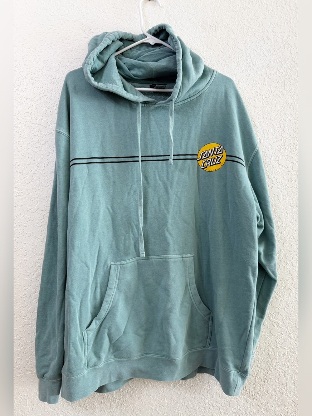 Santa Cruz Skateboards Seafoam Green Hoodie with Yellow Logo - XL